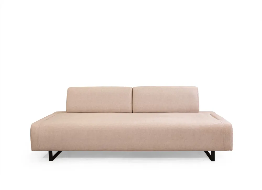 Divano letto 3 posti tessuto beige schienali e braccioli removibili cm 220x90x80h