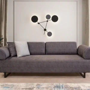 Divano letto da 3 posti tessuto con braccioli e schienali removibili cm 220x90x80h