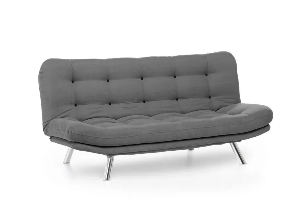 Divano living moderno 3 posti tessuto grigio trasformabile letto cm 200x105x95h