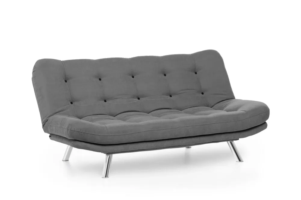 Divano living moderno 3 posti tessuto grigio trasformabile letto cm 200x105x95h