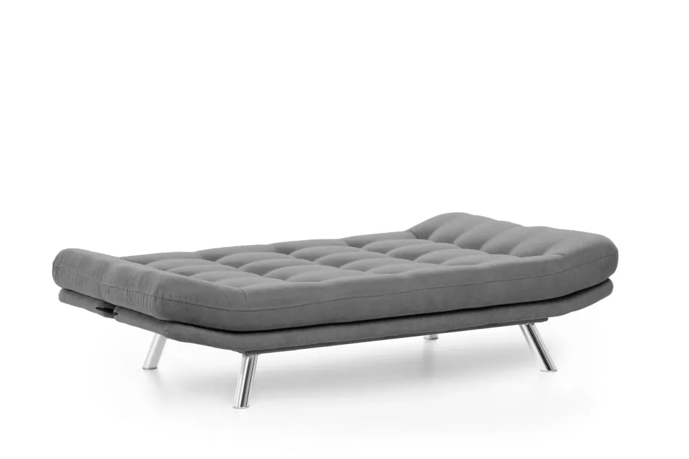 Divano living moderno 3 posti tessuto grigio trasformabile letto cm 200x105x95h