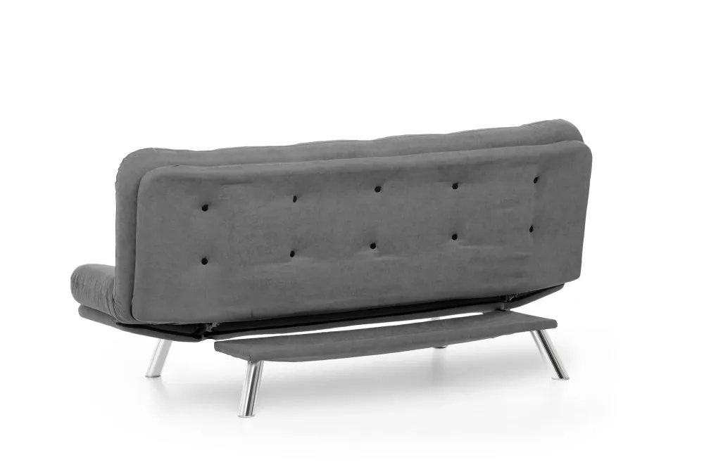 Divano living moderno 3 posti tessuto grigio trasformabile letto cm 200x105x95h