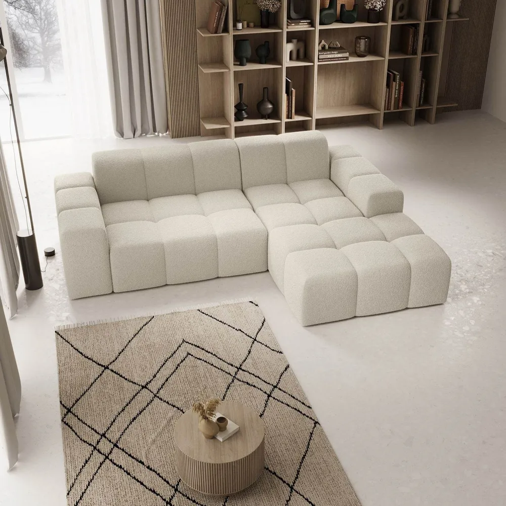Divano Merano Destro - Tessuto Boucle color crema