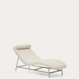 Divano Osla ciniglia beige con gambe acciaio inox spazzolato 175 cm