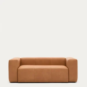 Divano pelle marrone Blok 2 posti 210 cm