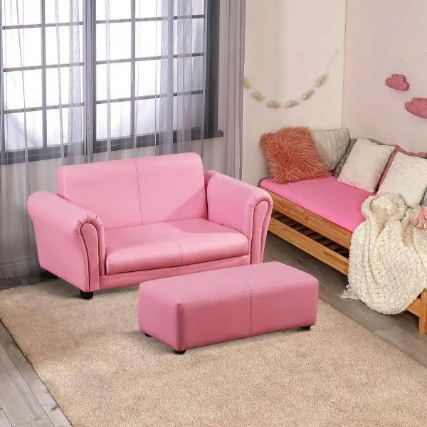 Divano per bambini con sgabello poltrona rosa divano morbido per bambini