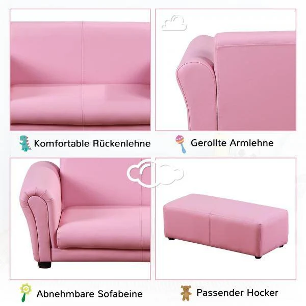 Divano per bambini con sgabello poltrona rosa divano morbido per bambini