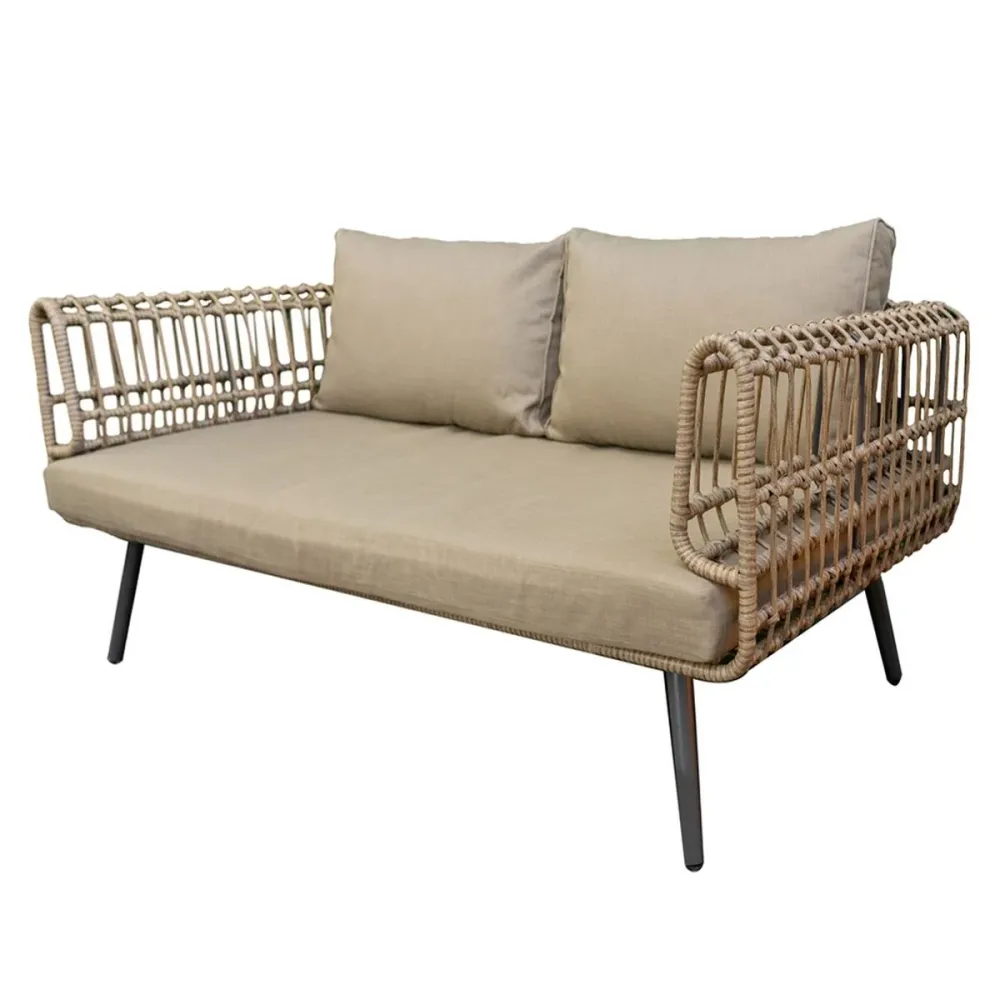 Divano 2 Piazze Ariki 161 x 84 x 67 cm rattan sintetico Acciaio