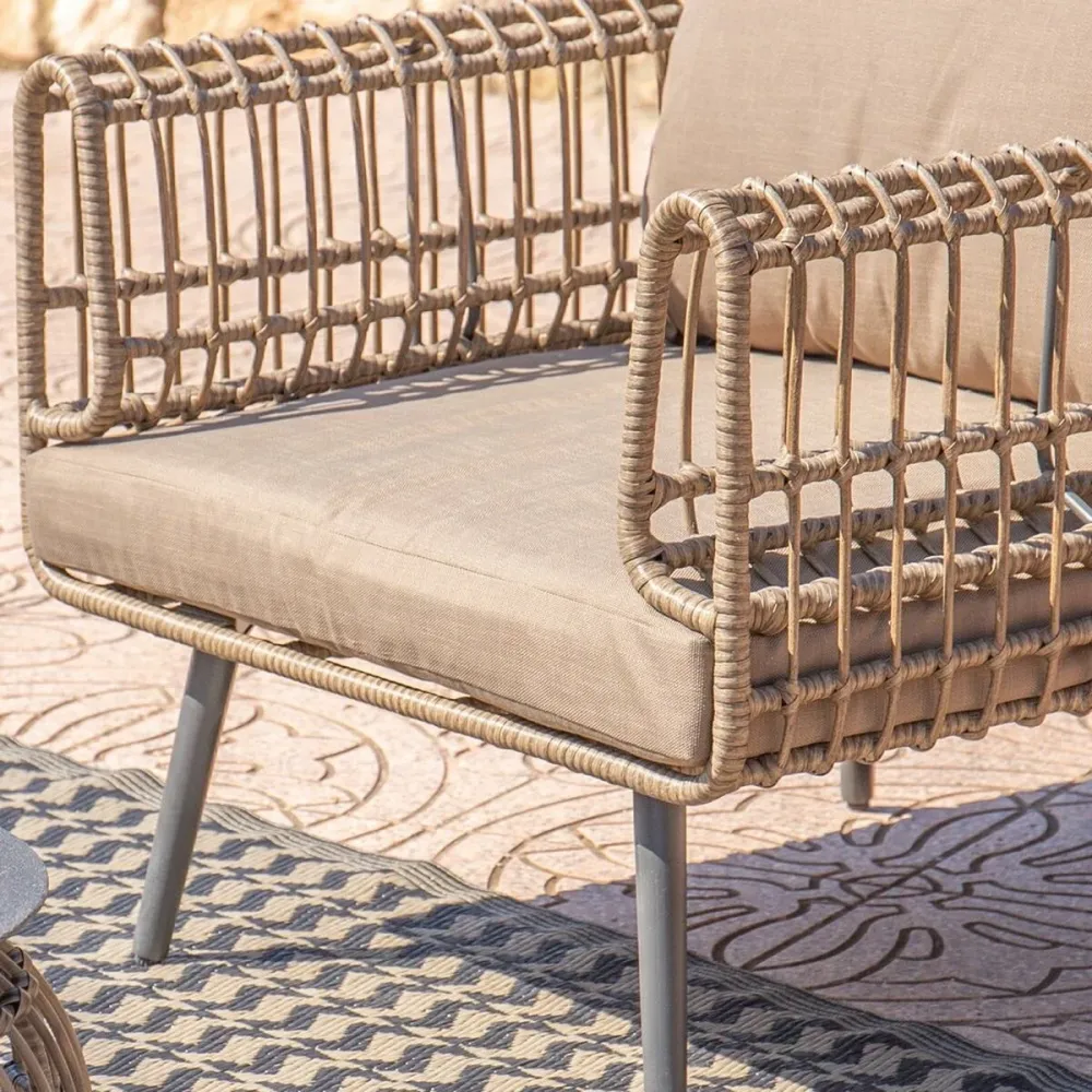 Divano 2 Piazze Ariki 161 x 84 x 67 cm rattan sintetico Acciaio