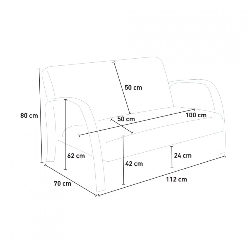 Divano 2 Posti 112x70x80 cm Legno e Tessuto Bianco