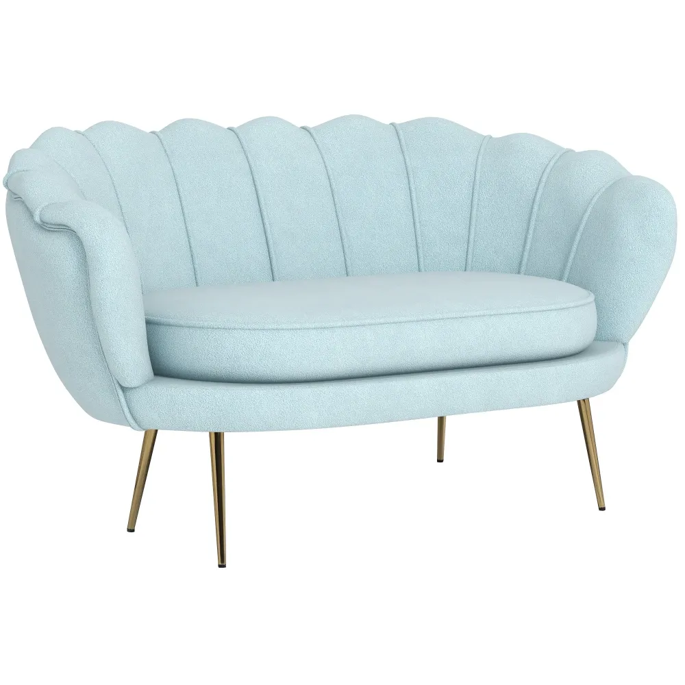 Divano 2 Posti 130x77x77 cm Velluto Azzurro