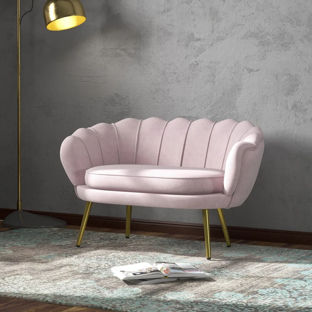 Divano 2 Posti 130x77x77 cm Velluto Rosa