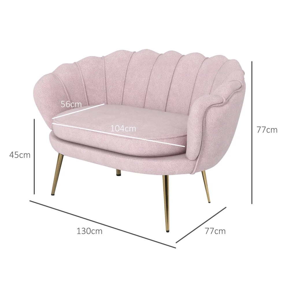Divano 2 Posti 130x77x77 cm Velluto Rosa