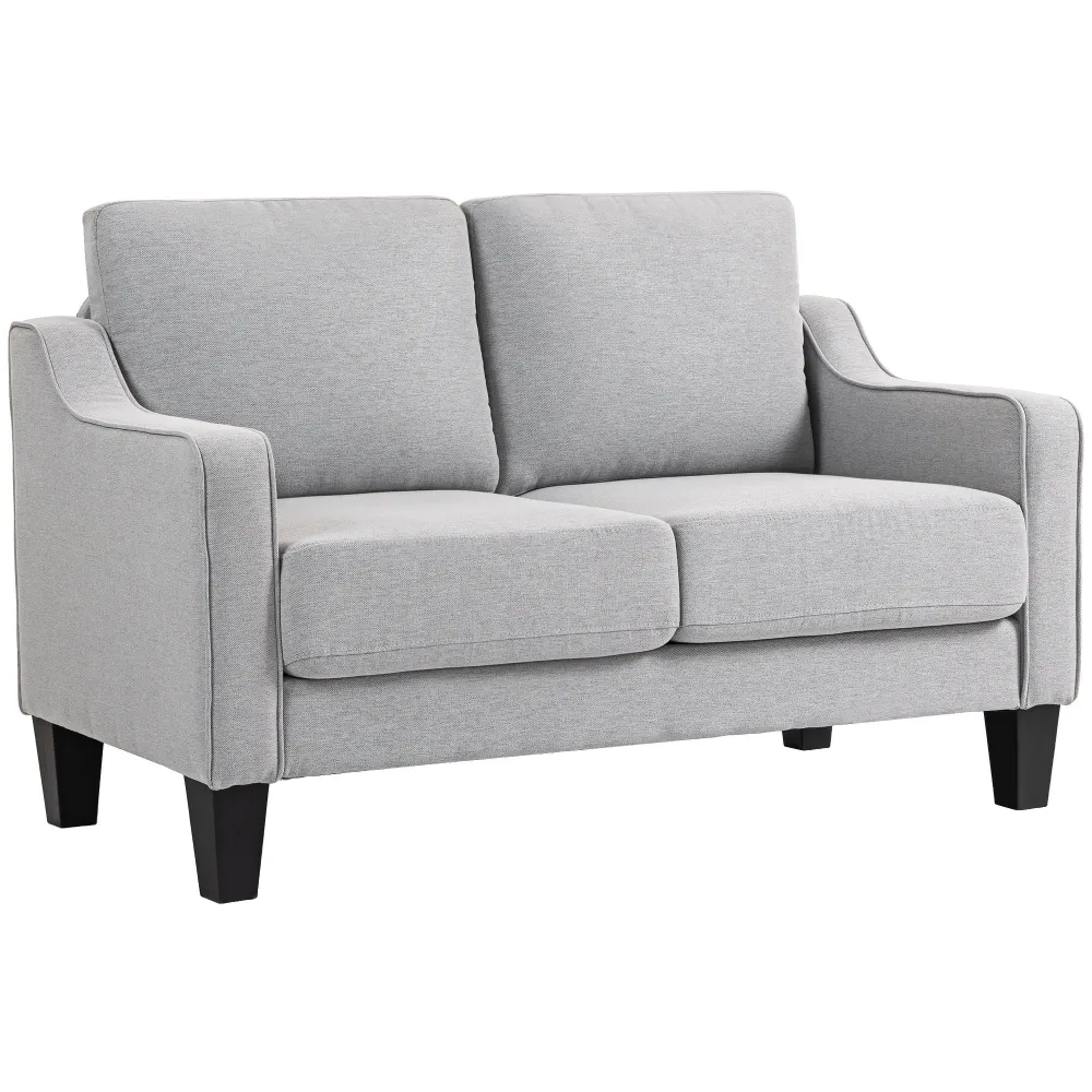 Divano 2 Posti 136x77x86 cm Salvaspazio Tessuto Effetto Lino Grigio Chiaro