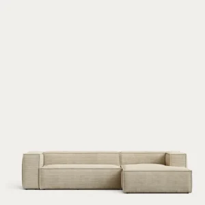 Divano 3 posti Blok con velluto coste spesso color naturale e chaise longue destra 300 cm FSC Mix Credit