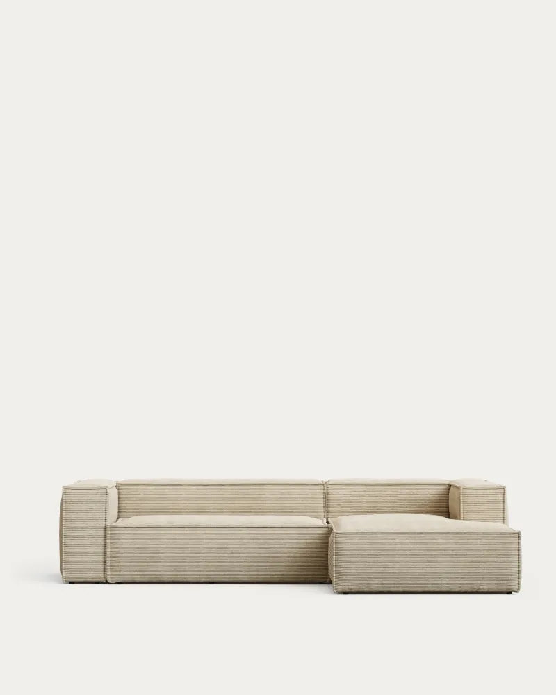 Divano 3 posti Blok con velluto coste spesso color naturale e chaise longue destra 300 cm FSC Mix Credit