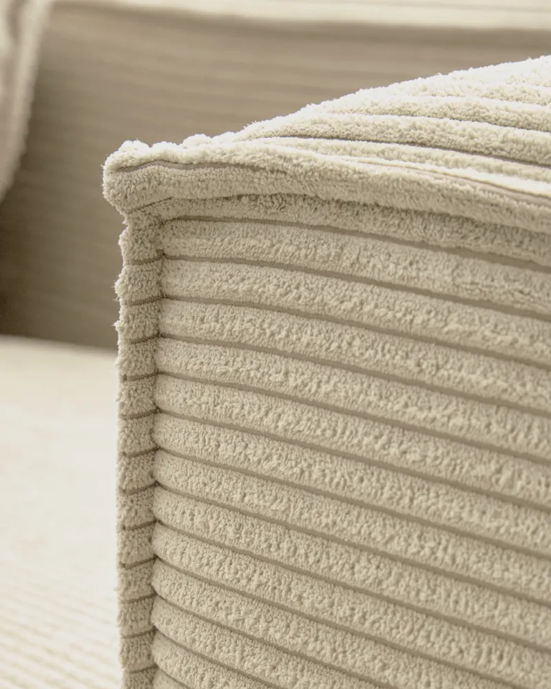 Divano 3 posti Blok con velluto coste spesso color naturale e chaise longue destra 300 cm FSC Mix Credit