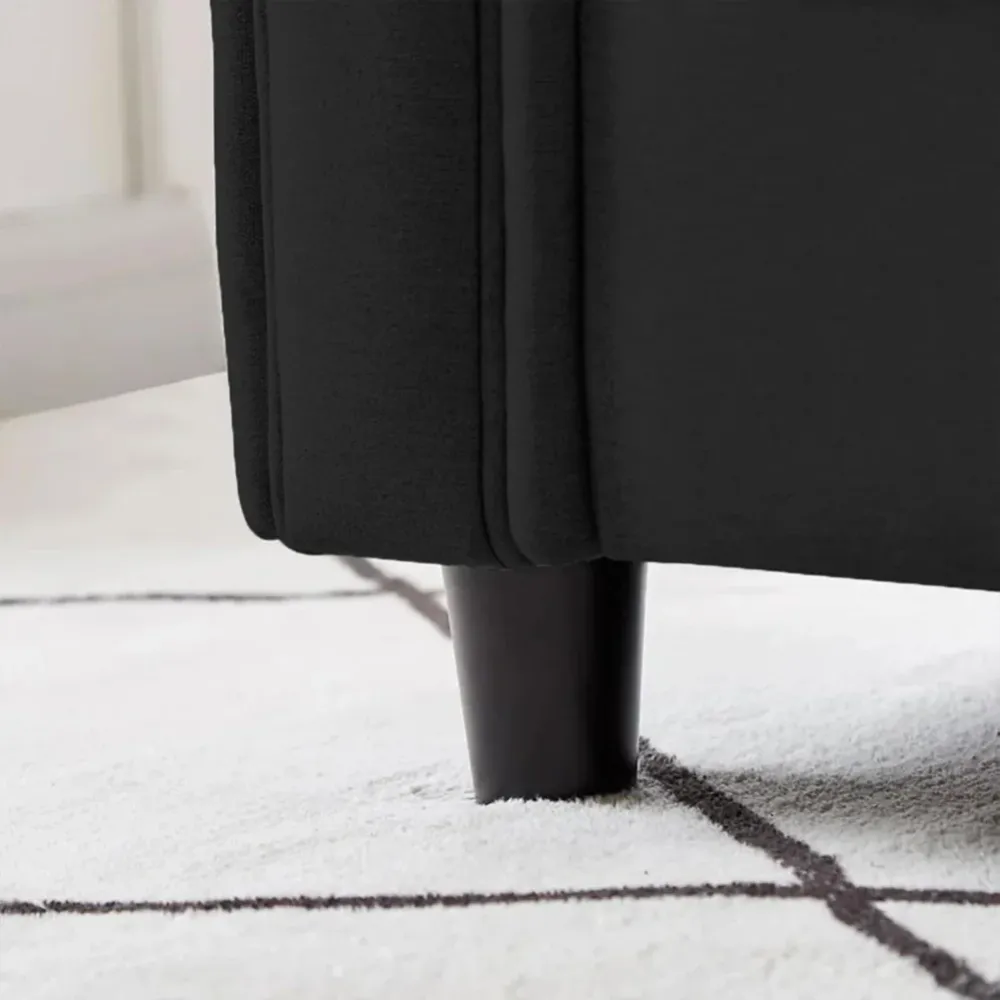Divano 3 Posti con Rivestimento Tessuto Nero Premium Sofa Relax 212x75x87 cm