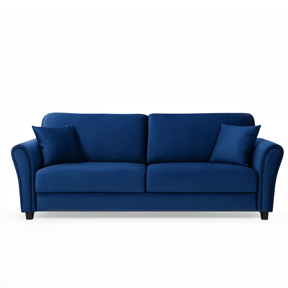 Divano 3 Posti con Rivestimento Velluto Blu Premium Sofa Relax 212x75x87 cm