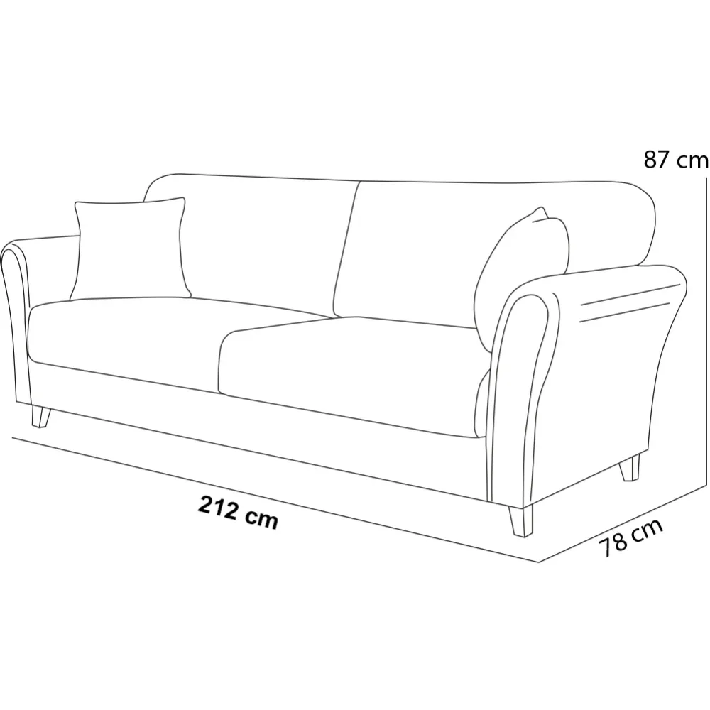Divano 3 Posti con Rivestimento Velluto Grigio Premium Sofa Relax 212x75x87cm