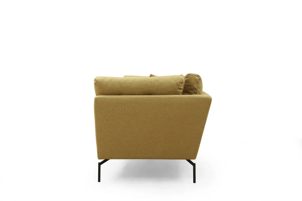 Divano 3 posti design moderno da salotto tessuto giallo cm 214x90x84h