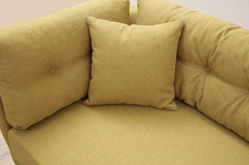 Divano 3 posti design moderno da salotto tessuto giallo cm 214x90x84h
