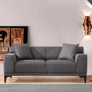 Divano 2 posti design moderno tessuto antracite cm 163x69x86h