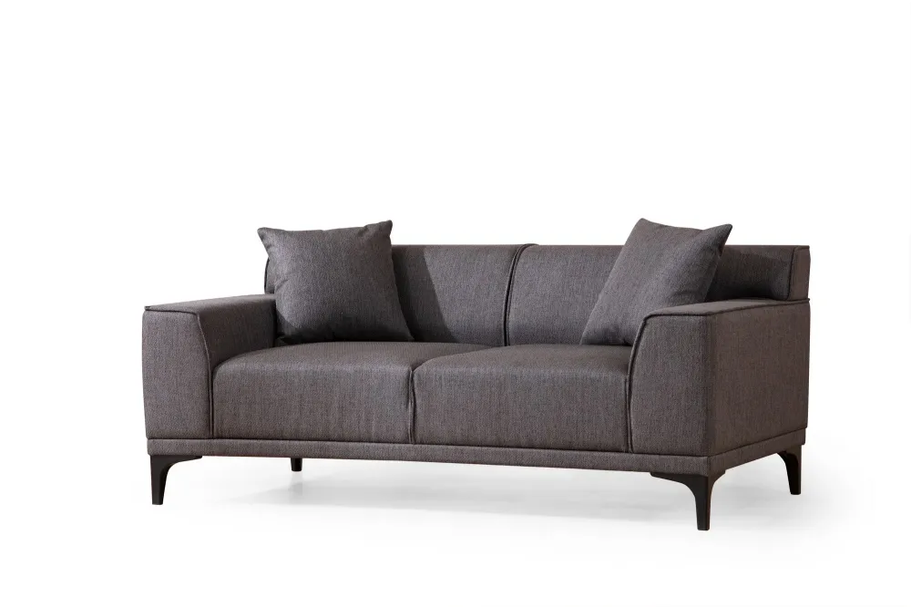 Divano 2 posti design moderno tessuto antracite cm 163x69x86h