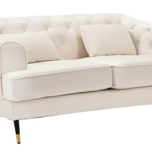 Divano 2 posti design tessuto effetto velluto colore crema cm 146x86x71h