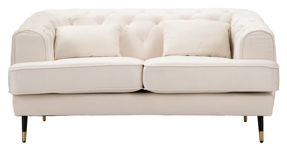 Divano 2 posti design tessuto effetto velluto colore crema cm 146x86x71h