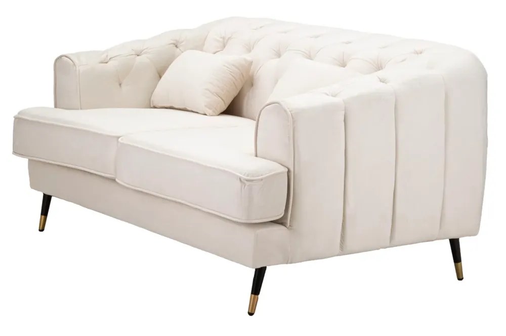 Divano 2 posti design tessuto effetto velluto colore crema cm 146x86x71h