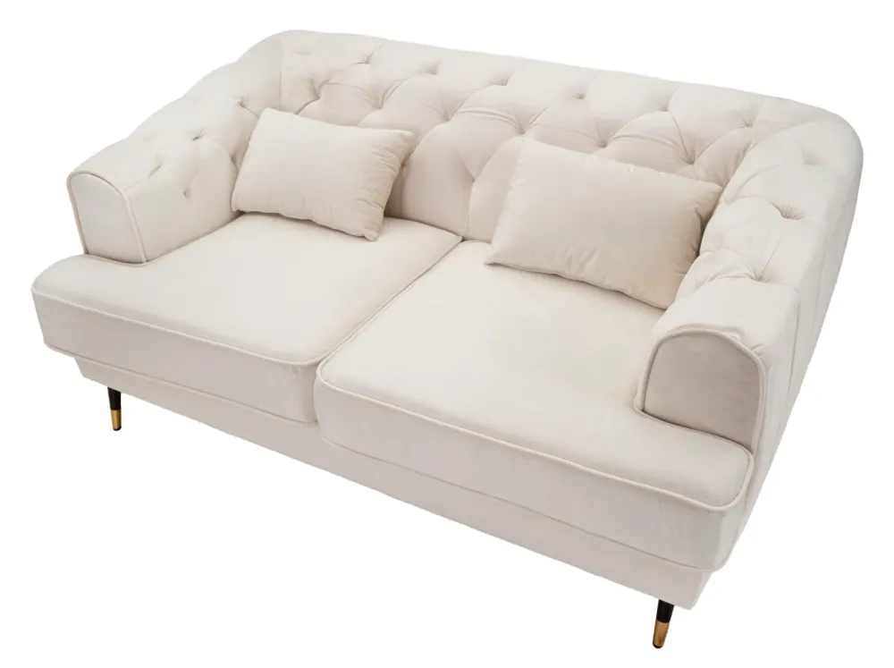Divano 2 posti design tessuto effetto velluto colore crema cm 146x86x71h