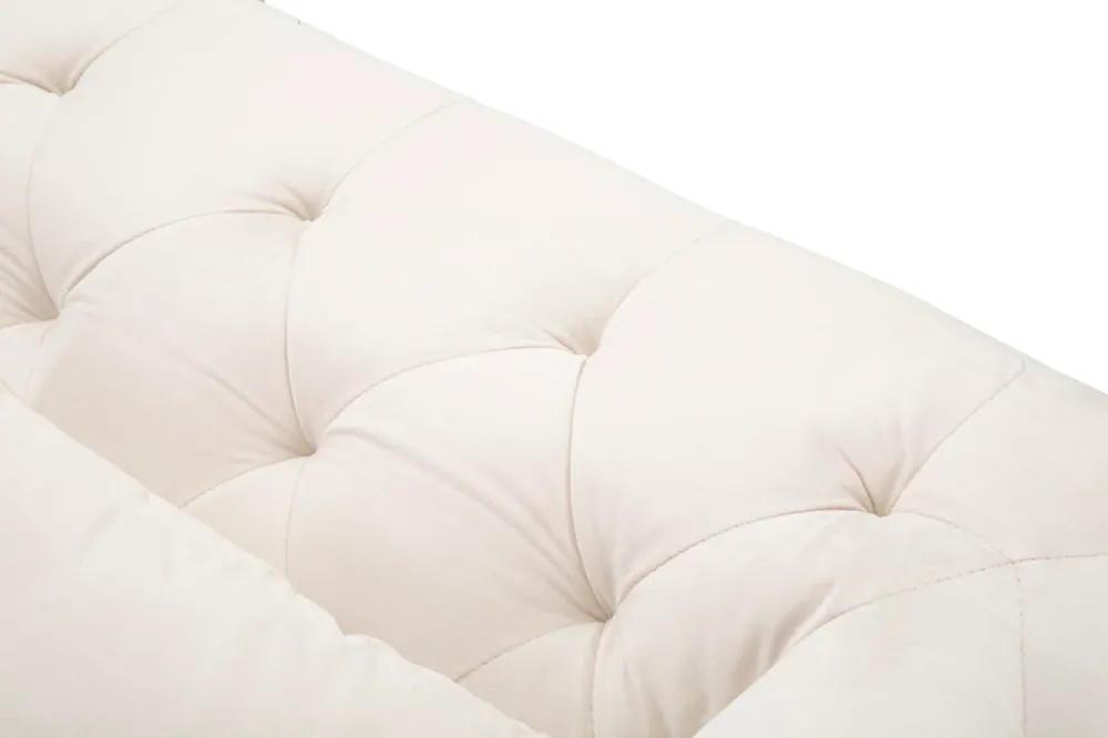 Divano 2 posti design tessuto effetto velluto colore crema cm 146x86x71h