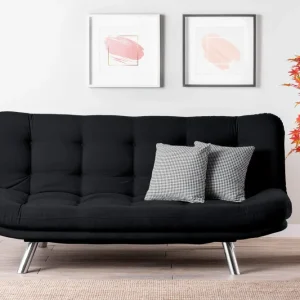 Divano 3 posti schienale reclinabile trasformabile letto colore nero cm 200x105x95h