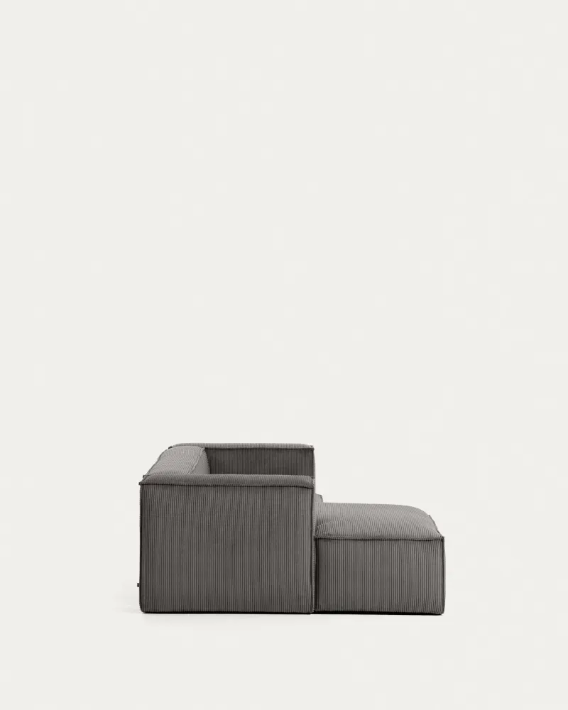 Divano 2 posti Blok con chaise Longue sinistra, velluto coste largo grigio 240 cm FSC Mix Credit