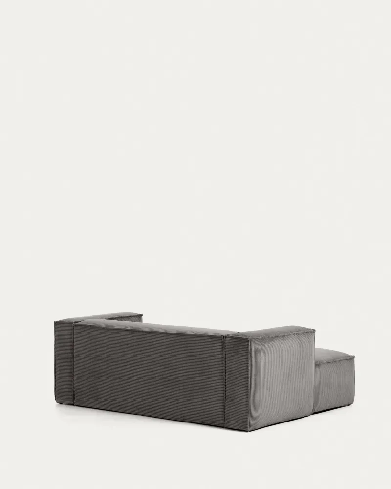 Divano 2 posti Blok con chaise Longue sinistra, velluto coste largo grigio 240 cm FSC Mix Credit