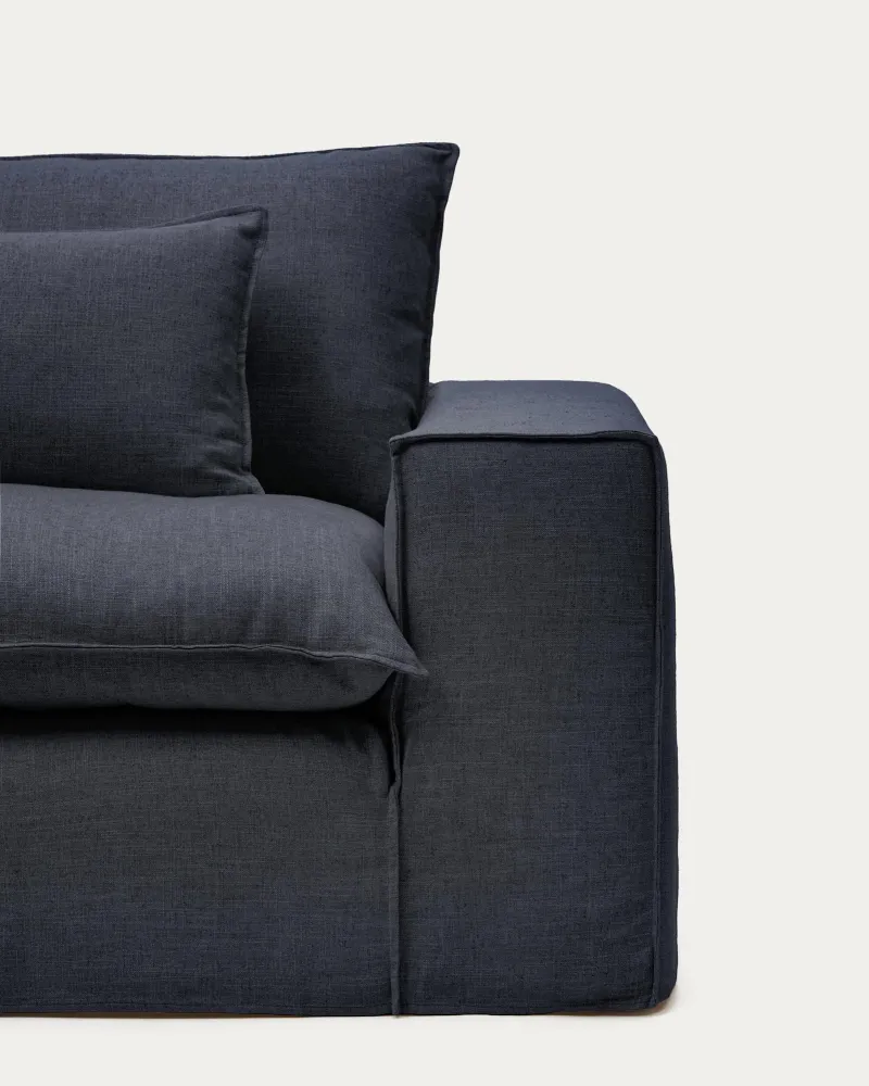 Divano sfoderabile Anarela 2 posti lino e viscosa grigio scuro, 220 cm, FSC Mix Credit