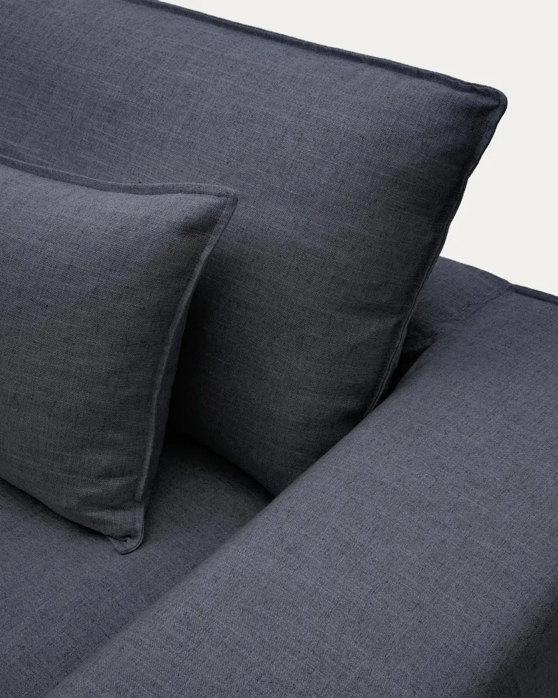 Divano sfoderabile Anarela 2 posti lino e viscosa grigio scuro, 220 cm, FSC Mix Credit