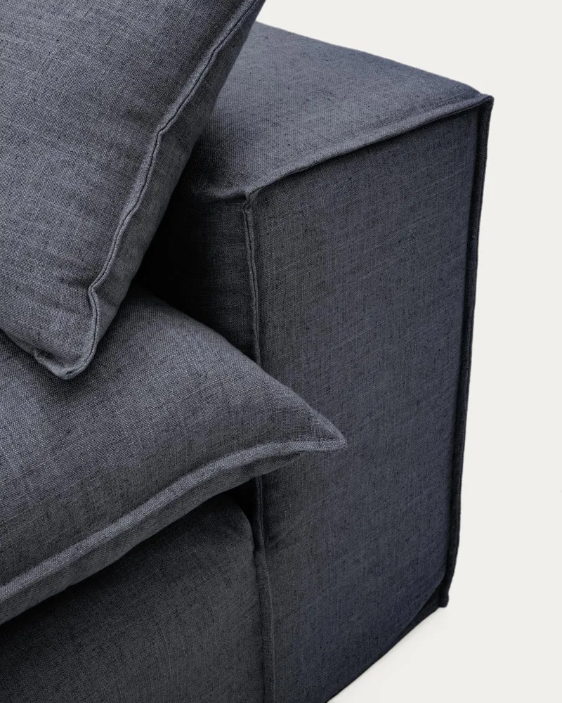 Divano sfoderabile Anarela 3 posti lino e viscosa grigio scuro, 280 cm, FSC Mix Credit