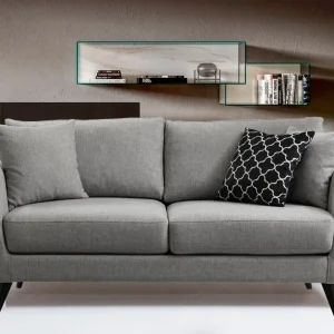Divano da soggiorno moderno 2 posti tessuto grigio cm 170x94x88h