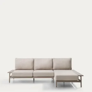 Divano Vathi alluminio 3 posti con chaise longue destra color tortora 250 x 159 cm