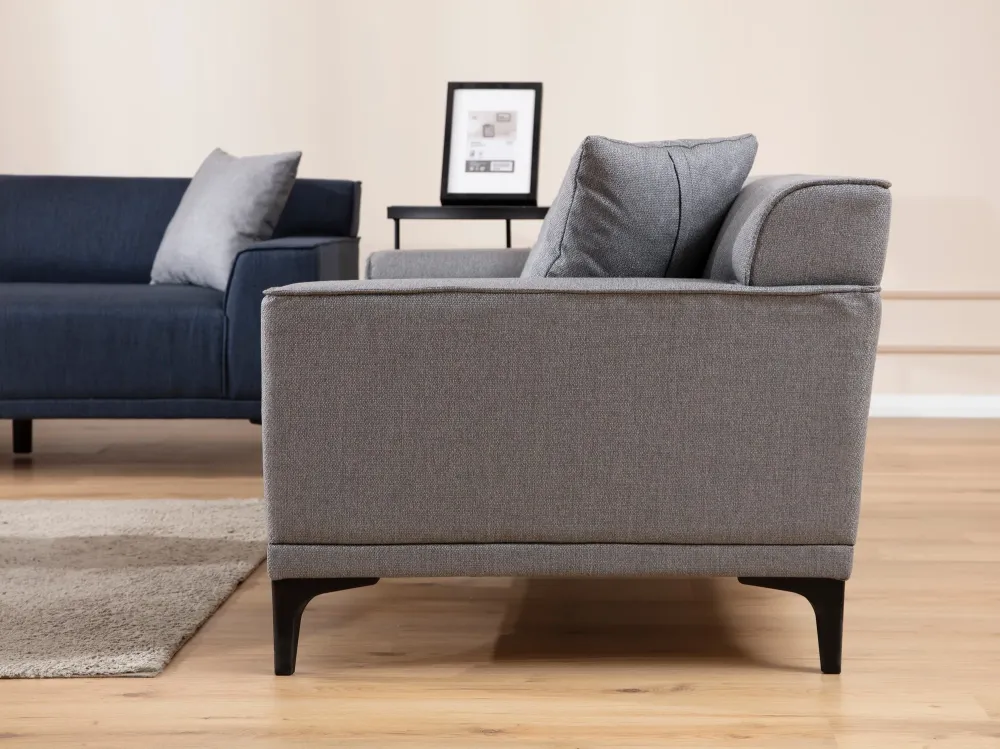 Divano zona giorno moderno 2 posti rivestimento tessuto grigio cm 163x69x86h