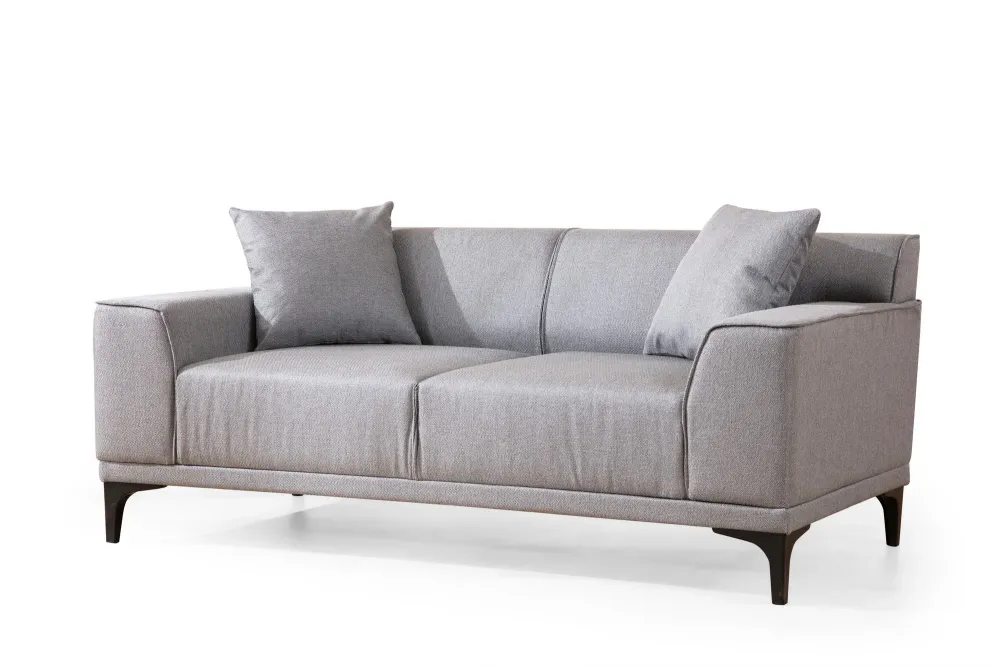 Divano zona giorno moderno 2 posti rivestimento tessuto grigio cm 163x69x86h