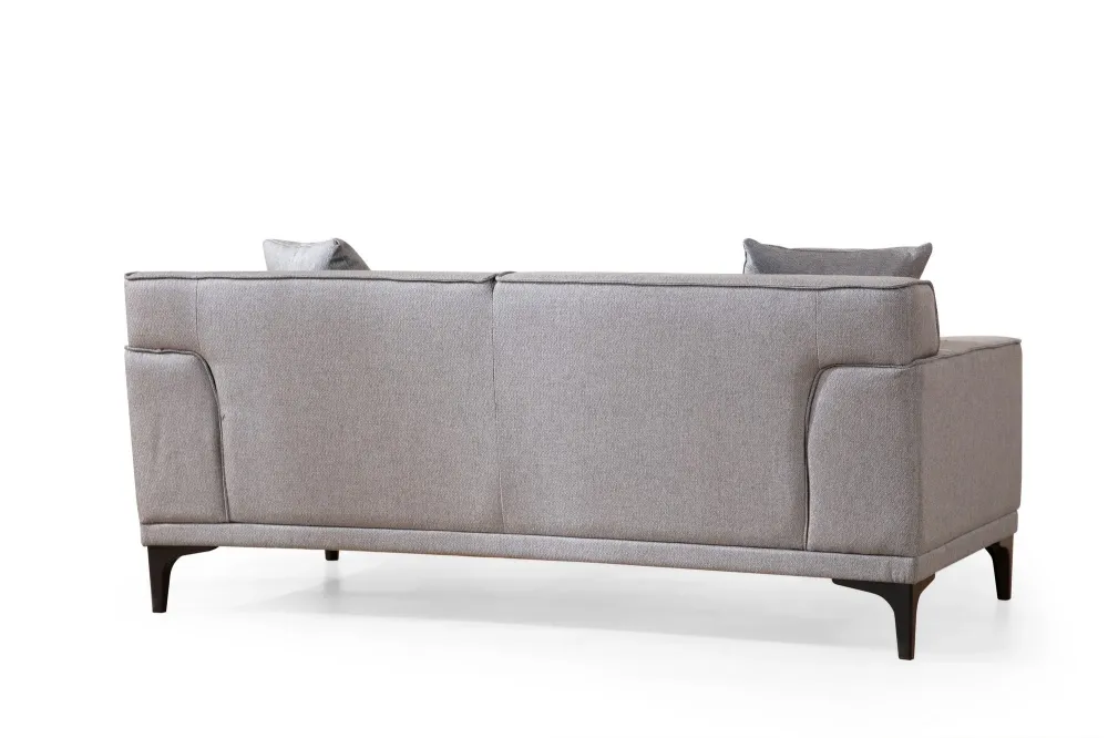 Divano zona giorno moderno 2 posti rivestimento tessuto grigio cm 163x69x86h