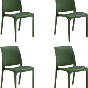 DIVINA HOME Sedia set 4 pz resina impilabile made Italy design per interno esterno SOFIA Verde Salvia