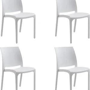 DIVINA HOME Sedia set 4 pz resina impilabile made Italy design per interno esterno SOFIA Bianca