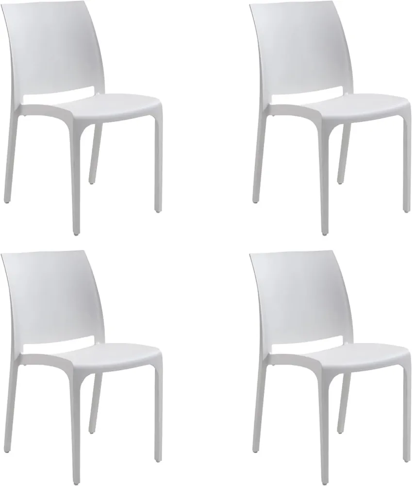 DIVINA HOME Sedia set 4 pz resina impilabile made Italy design per interno esterno SOFIA Bianca