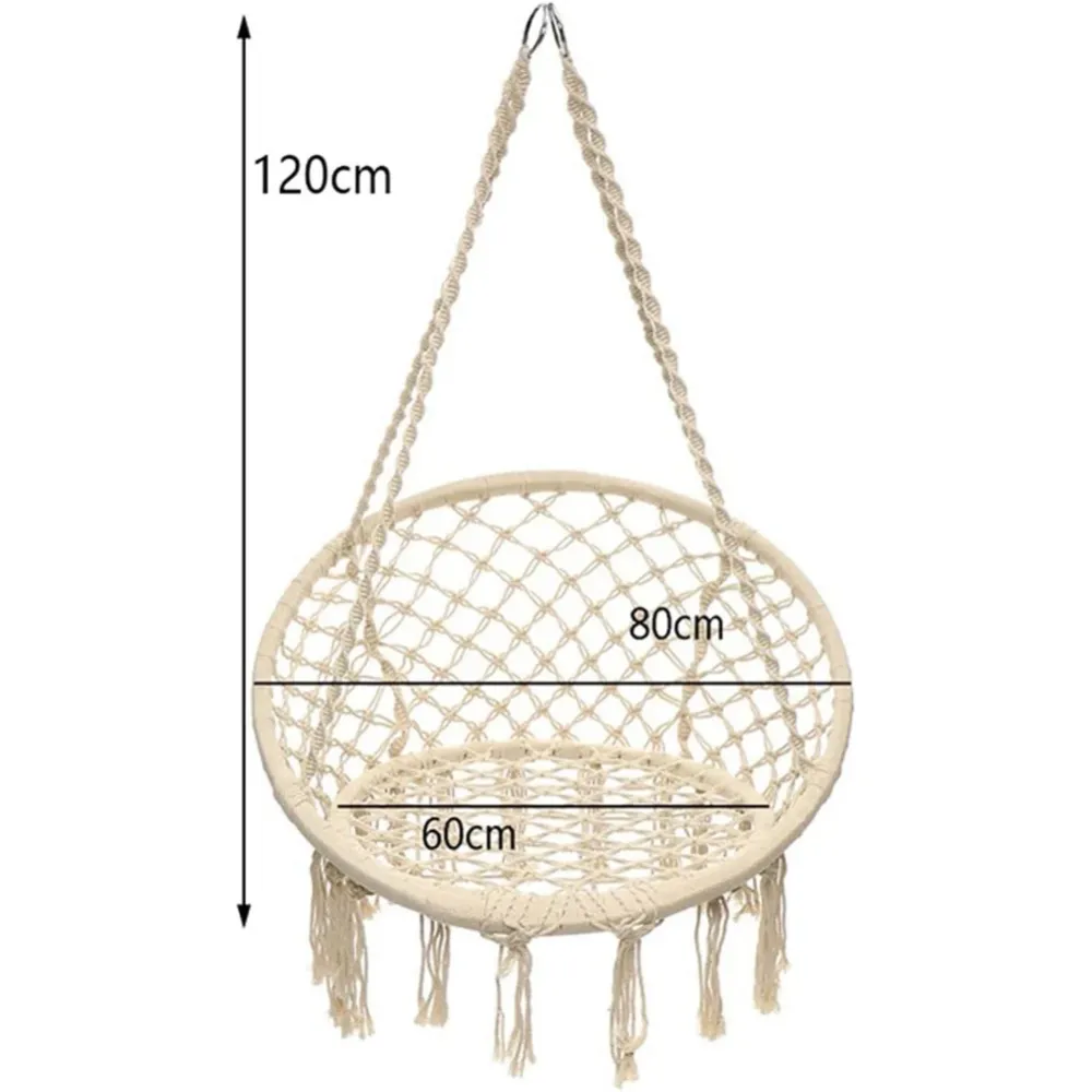 Dondolo Poltrona Amaca Sospesa Intrecciata Beige Sedia Altalena Interni Esterni