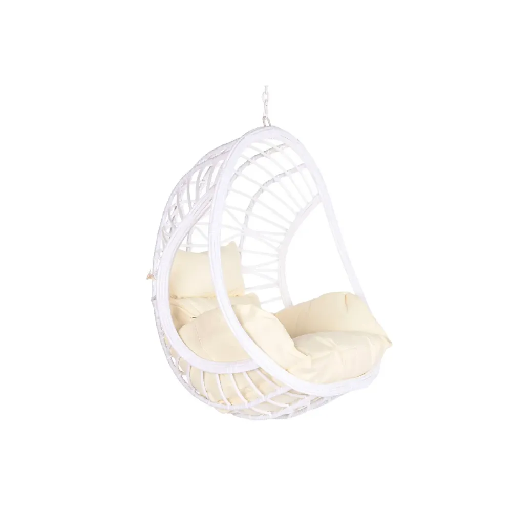 Dondolo uovo sospeso DKD Home Decor 90 x 70 x 110 cm Metallo rattan sintetico Bianco