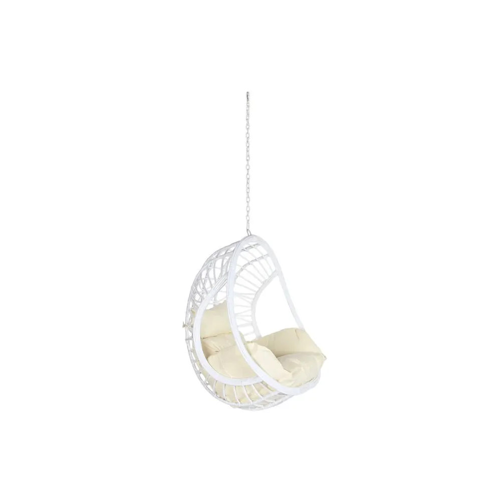 Dondolo uovo sospeso DKD Home Decor 90 x 70 x 110 cm Metallo rattan sintetico Bianco